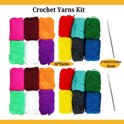 Qroof 24 Pcs Mix Colors Wool Ball with 2 Pcs Stainless steel