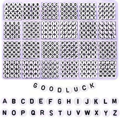 INDIKONB Alphabet Letter Beads A-Z Set with Box for Jewelry & Crafts, 550 Pcs