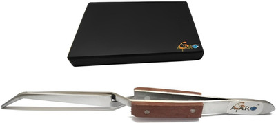 ATAR 1 Ps Gold Testing Stone & 1 Ps Cross Lock Curve Straight Tweezer