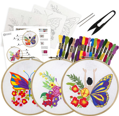 Embroiderymaterial Cross Stitch Embroidery Kit Combo Pack for Beginners & Adults (Pack of 3)