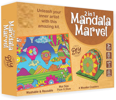 zokato 2in1 Mandala Marvel Coloring Coasters & Canvas Mat for Kids