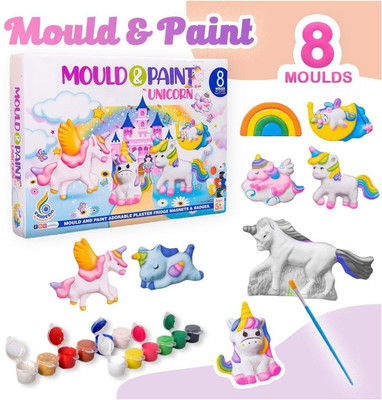 zokato Mould & Paint Unicorn Diy Kit With 8 Moulds Can Be Used As Fridge Magnets