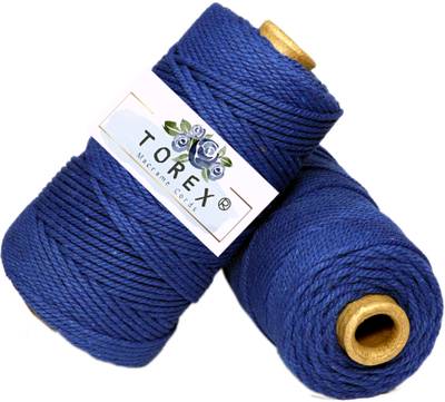 TOREX 3ply Twisted Cotton Macrame Thread/Rope (150 Meter, 350gram, 3mm) Royal blue