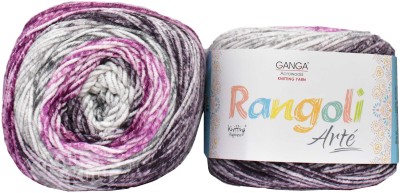 KNIT KING GAN GA Rangoli Arte Purple Grey 200 gm Wool Ball Hand knitting wool P Art-AEHF