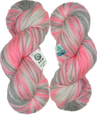 HKW Oswal Wool Yarn Pink Grey Multi 100%Acrylic Hand Knitting Soft Wool Ball(300 gm) Thread(3.2 m Pack of12)