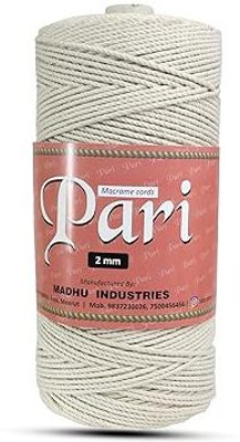 Macrame Cords Pari Dori Thread | 2mm Twisted (3Ply) | Off White | 350-400 Metres | 1kg Spool