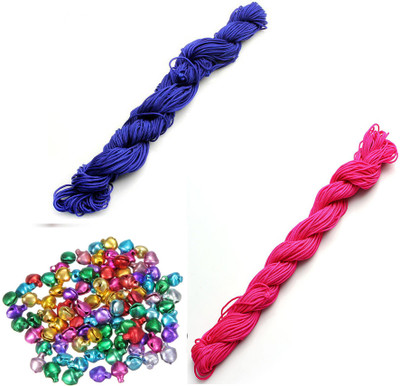 Crafts Haveli Nylon Cord 30 Mtr Knot Macrame Braided String M_1mm Nylon_Blue Pink