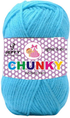 JEFFY Chunky Thick (Mota) Wool Hand Knitting (Sky Blue Shade no-7, 200 Gram)
