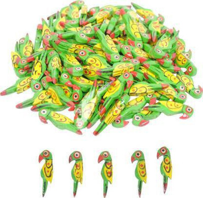 Sharum Crafts Wooden Parrots Beads 3.5 cm for Jewellery Making Green -50 Pieces
