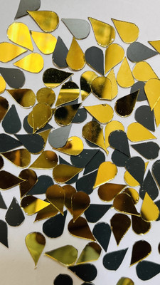 MAHANT ALMOND SHAPE GOLDEN MIRROR FOR LIPPAN ART 10MM 50GM 185PIECE
