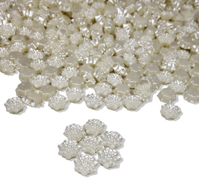 Uniqon Pack of 500 Gram (1500pc Approx) White Abs Flower Pearlized Bead Craft Material