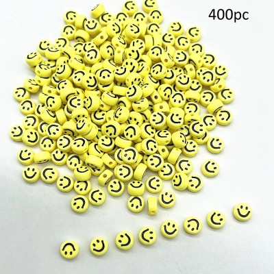 Crafts Haveli Acrylic Beads - 7 mm- Happy Face Spacer Beads Smiley Bead 400pc