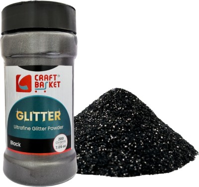 CRAFT BASKET Ultra Fine Glitter for Art & Craft (Colour: Black)(200 Gm)