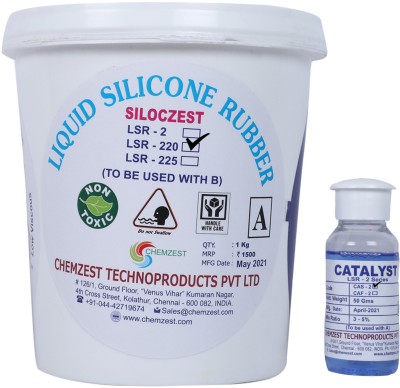 RANA POLYMERS Liquid Silicone Rubber LSR 220 Slow Catalyst 20 shore Silicone Mold Making - 1kg