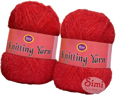 Simi Enterprise Knitting Wool Yarn, Soft Fancy Feather Wool Red 400 gm- Art-HDB