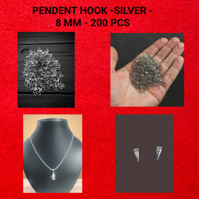 Productmine SILVER Metal Pinch Pendent Hooks for DIY Necklace Jewellery - 8 MM (200 Pieces)