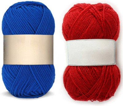 Waaome ® Blue And Red Wool 200 Gram 100x2 Hand Knitting Art Craft Soft Yarn(WA89)