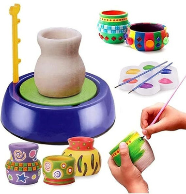 FUN EXPRESS Pottery Wheel Clay Pot Making Machine Game with Colors and Stencils
