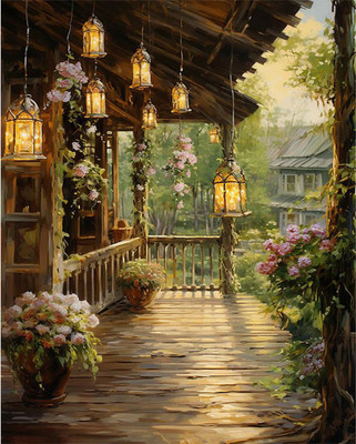 HASTHIP Landscape Paint by Numbers for Adults DIY Oil Painting on Canvas for Home Decor