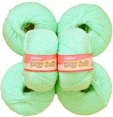Vardhman Baby Soft Wool Mint Hand Knitting Fingering Crochet Hook Yarn 150gms
