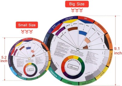 KRAFTMASTERS 2 Pieces Big and Small Color WheelChart Paint Mixing Learning Guide Art