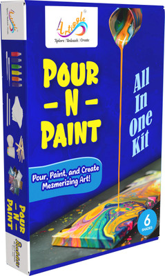 ARTIGGLE DIY Pour-N-Paint Set | Activity Kit for All Ages kid | FluidArt Paint kit