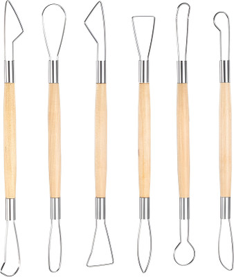 Lansing 6Pcs Wood Handle Wax Pottery Clay Sculpture Carving Tool DIY Craft Set