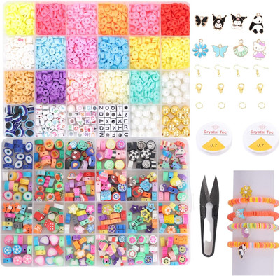 ambitieux DIY 6000+ clay and rubber beads Bracelet Making Kit with 8 charms