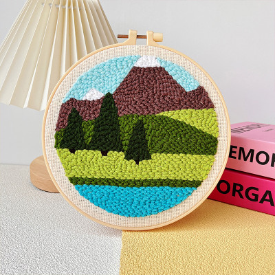 gustave DIY Tufting Art Craft Kit with Punch Needles Pattern Paper Hoop for Kids Adults