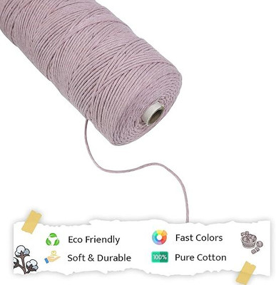 Macrame Cords Pari Thread | 2mm Single Strand | Baby Pink | 350-400 Metres | 1kg Spool | Cotton