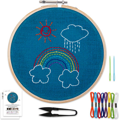 picknMAKE Kids DIY Embroidery Kit for Beginners - Craft Kit with all Materials (Rainbow)