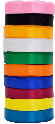 ASIAN HOBBY CRAFTS Satin Ribbon ½”(12mm)Length 10 Meter Pack of 10 Rolls