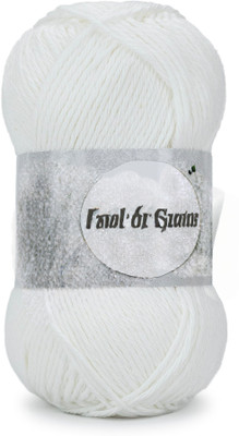 Waaome 100 Gram White Colour Wool Ball Yarn Super soft Hand Knitting Thread ( WA15)