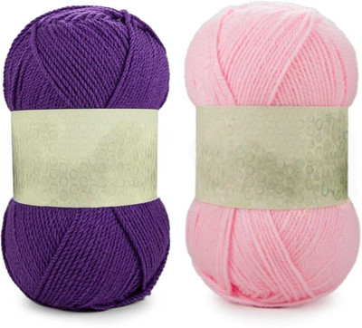 Waaome ® Purple And Pink Wool 200 Gram 100x2 Hand Knitting Art Craft Soft Yarn (WA131)