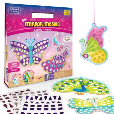 Imagimake Mirror Mosaic : Butterfly & Peacock |DIY Mosaic Art and Craft kit