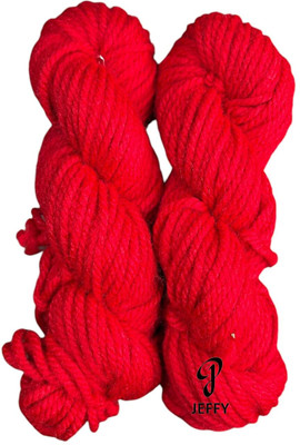 JEFFY Elora Knitting Yarn Thick Chunky Wool (RED Shade NO-25, 200 GRAM)