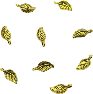 Skanda Crafterina Golden Leaf Shaped Metal Charms for Jewelry Making and Crafting (25 Pieces)