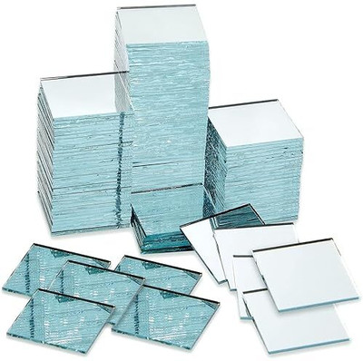 VINAYAK GALLERY 1 Inch Square Shape Mirror for Lippan Art. Jewellery Making, Craft Work (50 PCS)