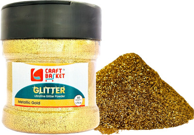 CRAFT BASKET Ultra Fine Glitter for Art & Craft (Colour: Metallic Gold)(50 Gm)