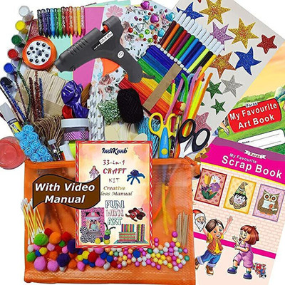 INDIKONB Combo of Mega Art Kit with Glue Gun; DIY Art & Craft Material Supply Stationery