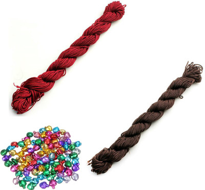 Crafts Haveli Nylon Cord 30 Mtr Knot Macrame Braided String M_1mm Nylon_Magenta Brown