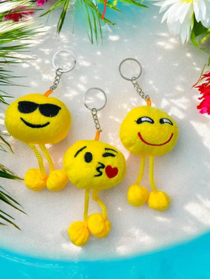 Waaome ( 3 PCS yellow Emoji Keychain )Smiley Face Keychains Emoji KeyChain ( E13)