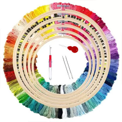 manrish Embroidery Kit/Embroidery Frame Hoops With Threads,Seam Ripper,Threader&Needles
