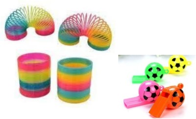 Yooko 2Pcs Rainbow Spring Playing Set, Spring Toy For Kids Playing + 2Pcs Whistle Free