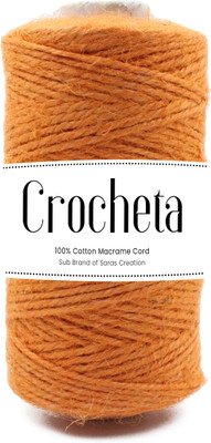 Crocheta 2 Ply Orange Jute Rope 100 m Twine String Thread for Craft Decoration.