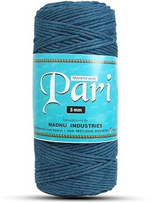 Macrame Cords Pari Dori Thread | 3mm Single Strand | Teal Blue | 200-250 Metres | 1kg Spool