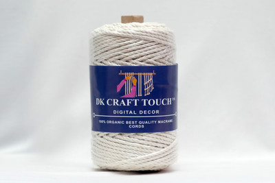 Dk Craft Touch Off White 3mm (100m) Twisted Macrame Cotton Thread/Cord Roll For Craft Work