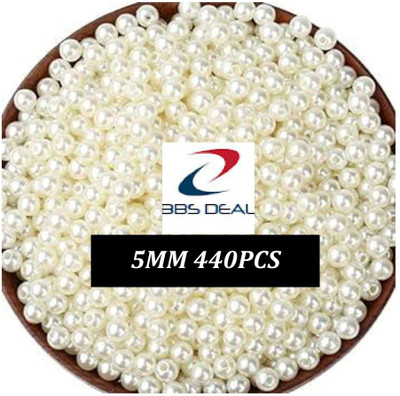 BBS DEAL 5MM 440PCS CREAM PEARL BEADS FOR JWELLERY MAKING