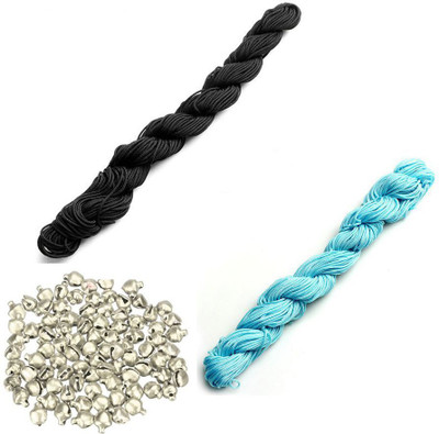 Crafts Haveli Nylon Cord 30 Mtr Knot Macrame Braided String S_1mm Nylon_Black Sky Blue