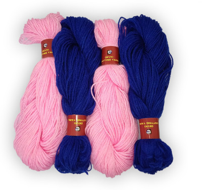 DEVKI KNITTING YARN PACK OF 200GM. YARN ROYAL BLUE & PINK COLOR, DM59.60.200